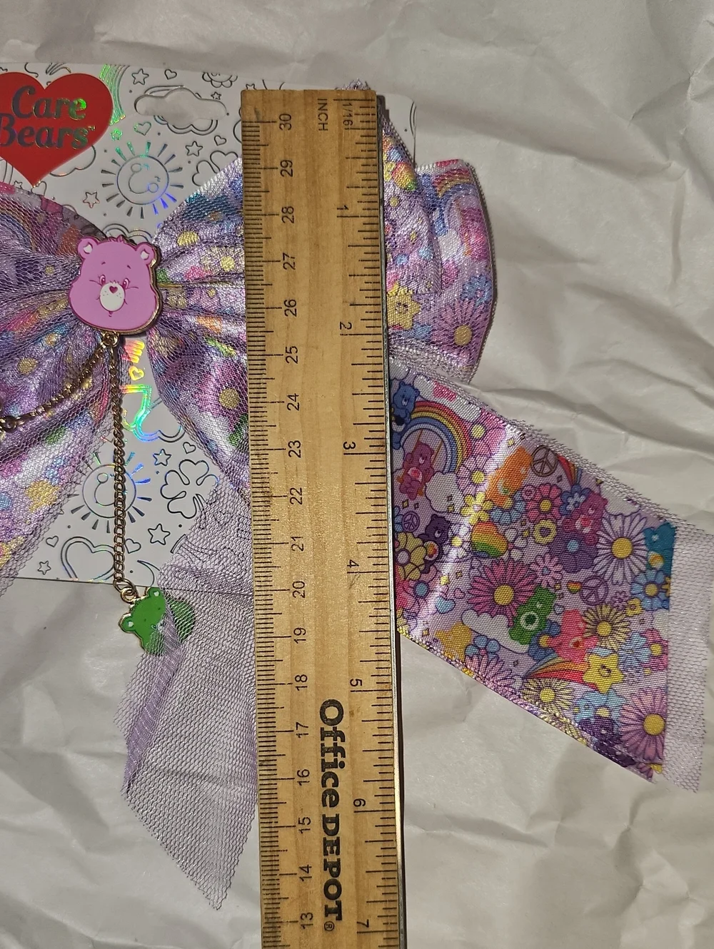 Care Bears Purple Floral Rainbow Kids Hair Bow with Charms New
